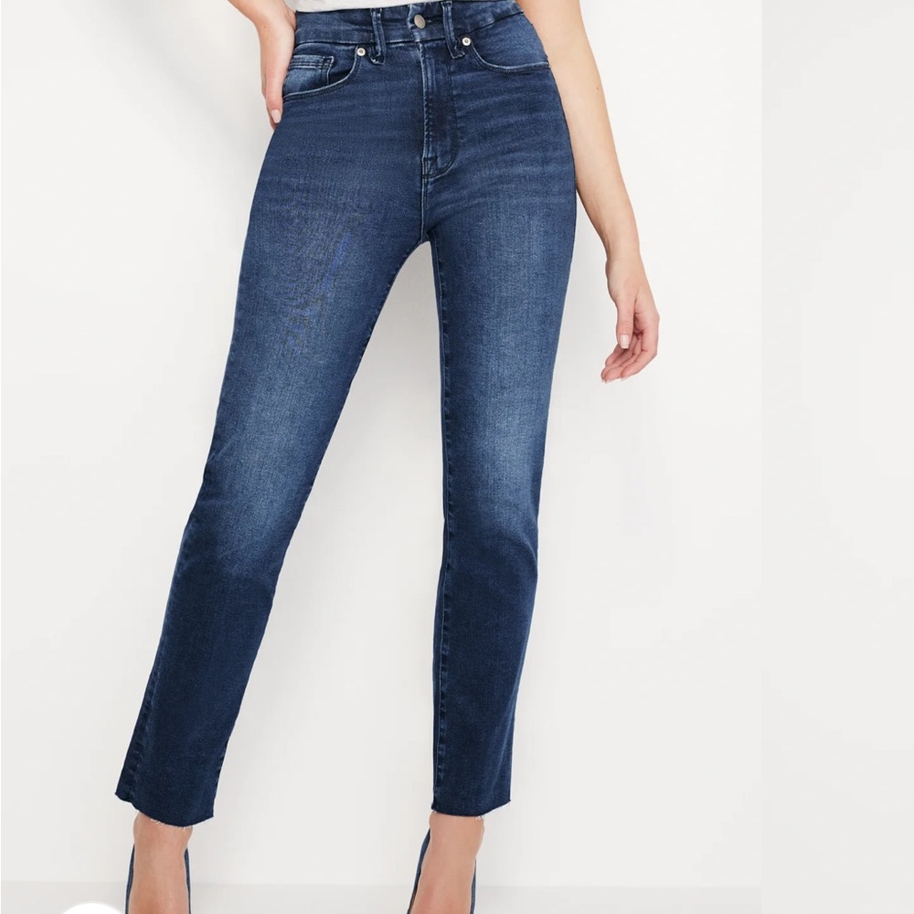 Good American AlwaysFits Straight Slim Dark Blue Jeans